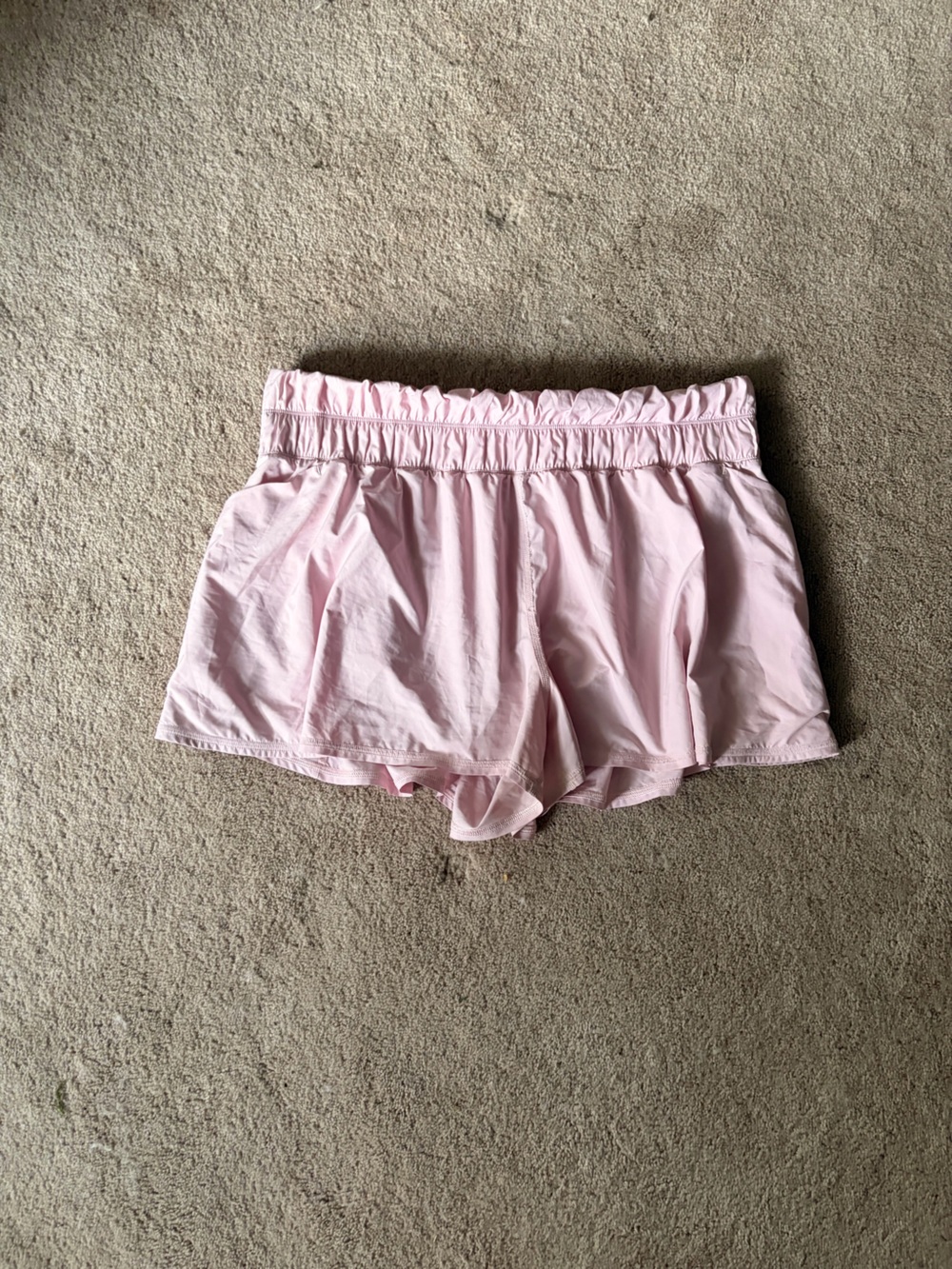 Aritzia Pale Pink Ruffle-Waist Athletic Shorts